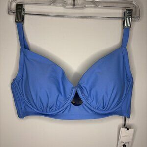 SHADE & SHORE NEW Bikini Top Blue Women 36D Adjustable Push Up Padded Swim Beach